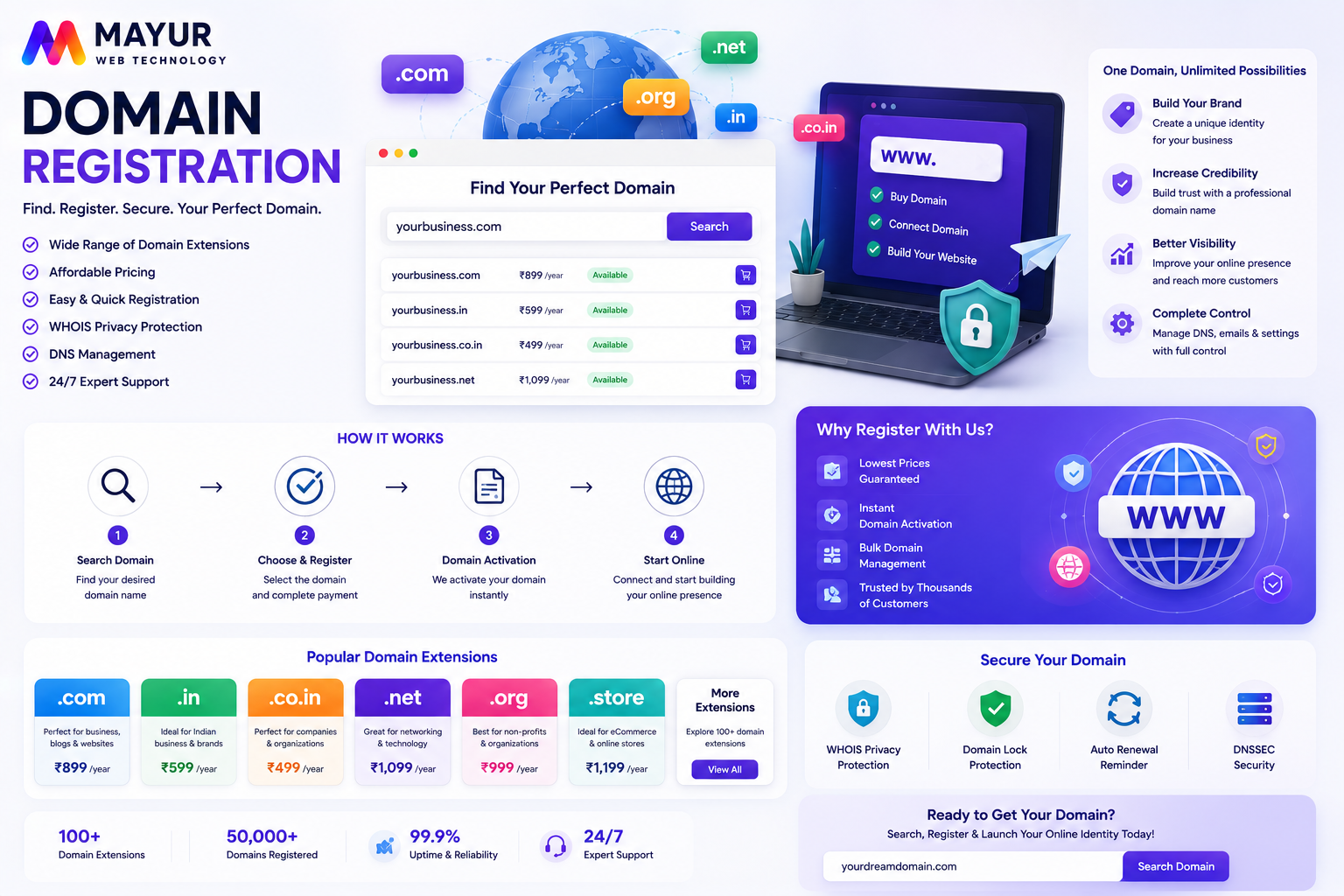 Premium Cloud Domain Registration Network Routing System Control Panel Layout
