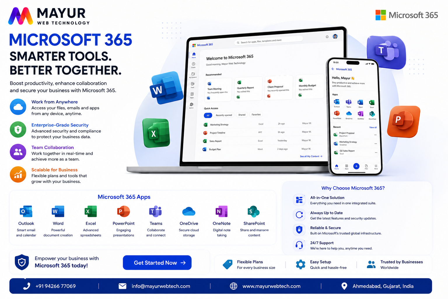 Premium Microsoft 365 Enterprise Cloud Suite Dashboard