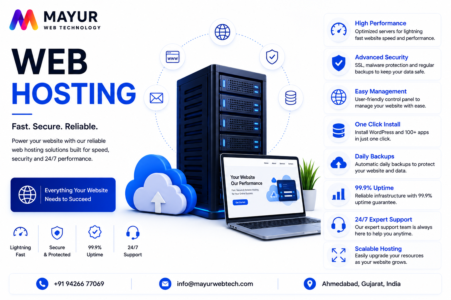 Premium Secure Cloud Web Hosting Infrastructure Dashboard Layout