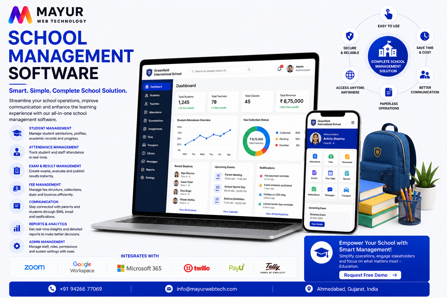 School Management Software Dashboard